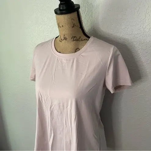 Halara  size S Pink Round Neck Short Sleeve Crisscross Split Tie Back Sports Top