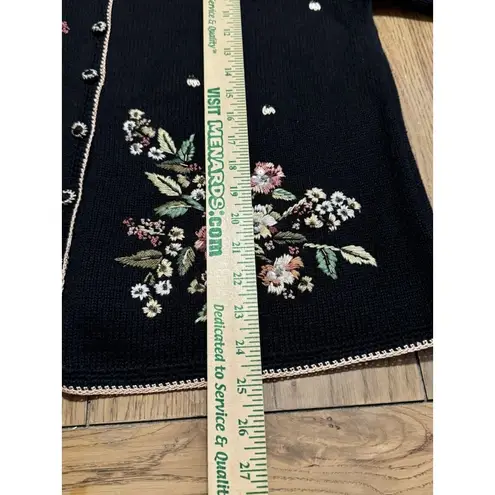Tiara International Tiara International Cardigan Sweater Sz L Embroidered Button Floral Sequin 2002