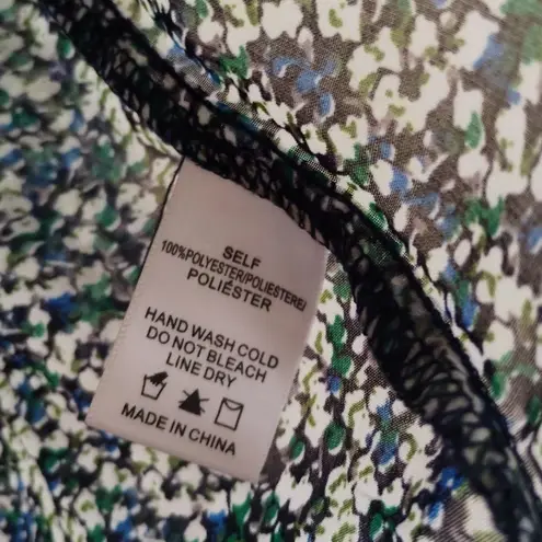 Sunday in Brooklyn Sheer Floral Ruffle Blouse Blue Green White Size S Feminine