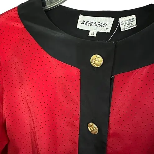 Vintage Andrea Gayle Two Piece Red & Black Dotted Skirt Set Size 16