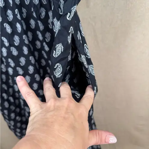 LEA Women's 2X Black Smocked Midi Dress with Pockets Short Flutter Sleeve