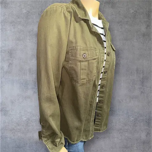 Old Navy  Twill Olive Utility Shirt long sleeve Jacket for Women size M