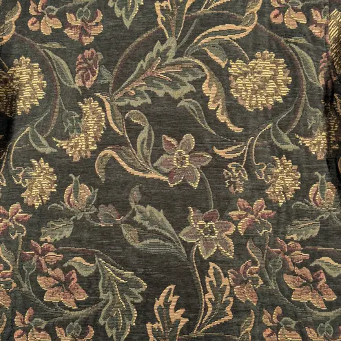 Dressbarn Woman Tapestry Floral Jacket Brown Green Boho Cottagecore Retro 2X Black