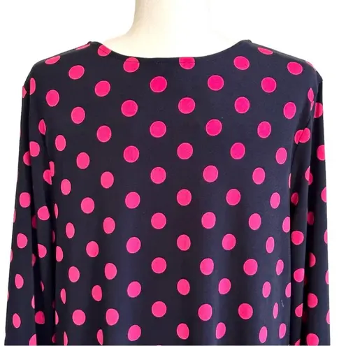 Est. 1946  Dress Dark Blue Pink Polka Dots Long Bell Sleeves Swing Large NEW