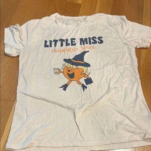 Cream and Orange Little Miss Cartoon Tee Short Sleeve Size L