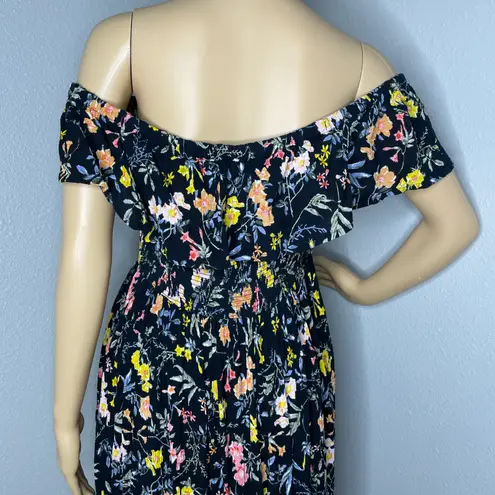 Patrons of Peace Off Shoulder Floral Mini Dress Elastic Waist Size Small