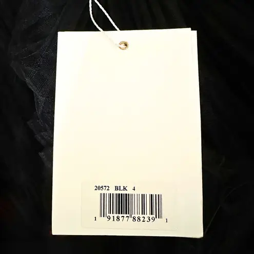 Mac Duggal Black Strapless Sweetheart Tulle Gown w. Feather Detail 20572 Size 4