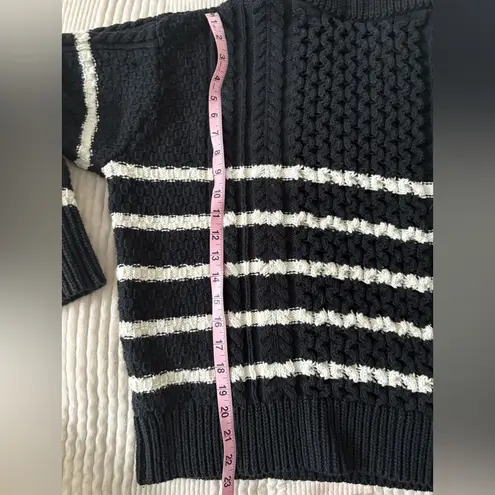 Target La Linge Pull Over Striped Quarter Zip Cable Knit Sweater Women’s 1X Black