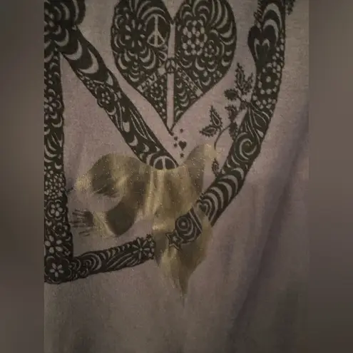 Lauren Moshi Peace Love Harmony Women’s Charcoal Grey Longsleeve Size Small