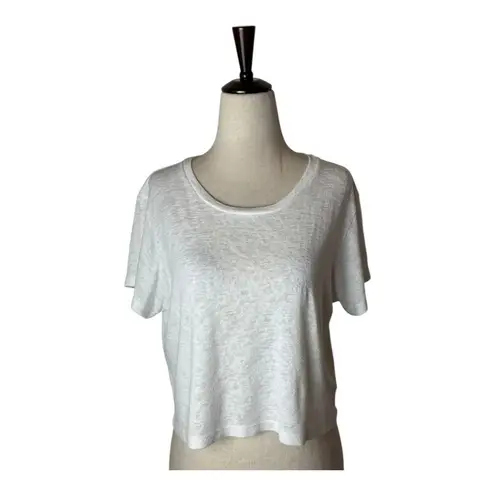 LNA Shirt Women Small White Cropped French Terry Short Sleeve Tee Athleisure