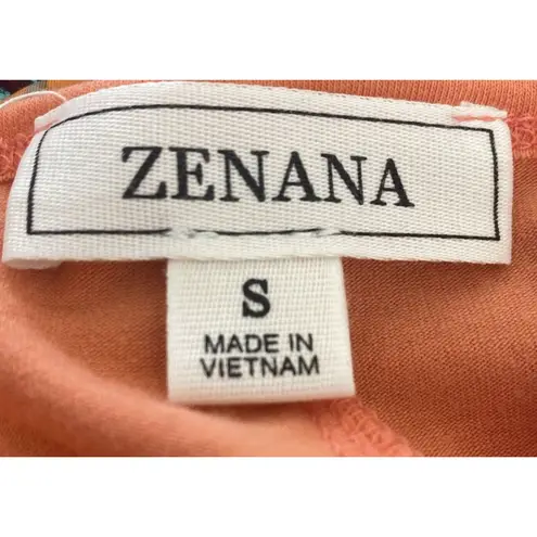 Zenana Outfitters *Orange Chevron Color Block Casual Knit Short Sleeve Women's Top Small