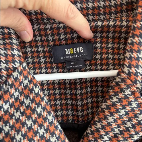 Maeve by Anthropologie Asymmetrical Houndstooth Blazer Jacket Size XS