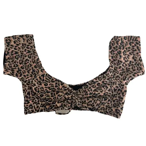 Oasis Bardot Bikini Top Leopard Animal Print Swim Beach Pink NWT Size UK12/US8