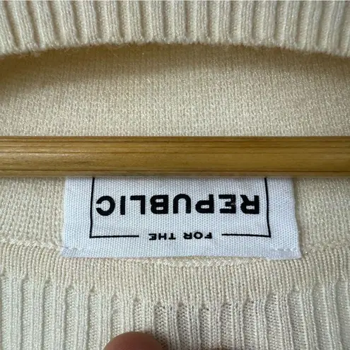 FOR THE REPUBLIC Cream and Black Striped Crew Neck Sweater Size XXL