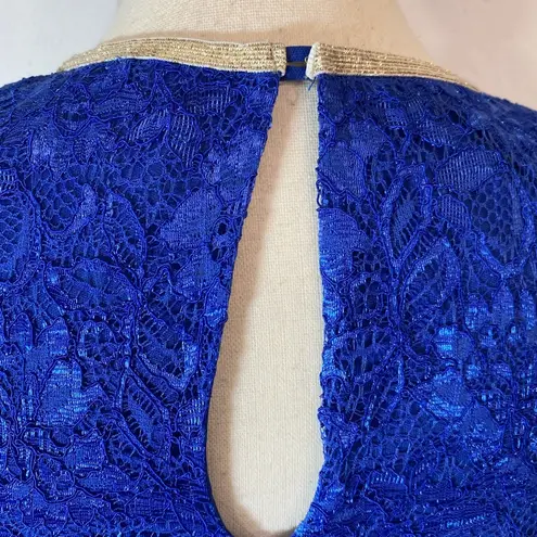 Dee Elle Cobalt Electric Blue Lace Short Sleeve Dress