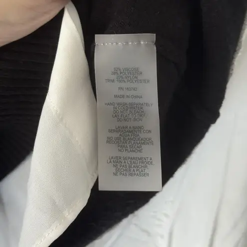 Siani Milano Sweater Medium V Neck Layered Pullover Ruffle Trim Preppy Academia Black