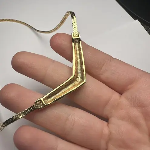 Swavorski Swarovski (Swan Signed) Crystal & Black Enamel Gold Tone Necklace