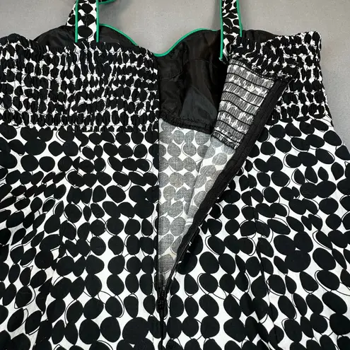 Madison Leigh Dress Womens 12 Black White with Green Trim Sleeveless Summer