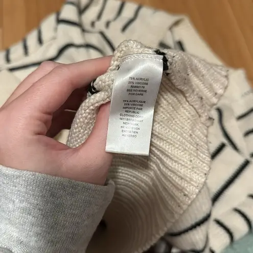 T Tahari  Cream and Black Striped Sweater