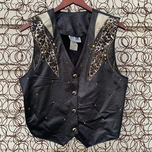 Vintage 90s Bolen cheetah tiger stripe vest MEDIUM Black