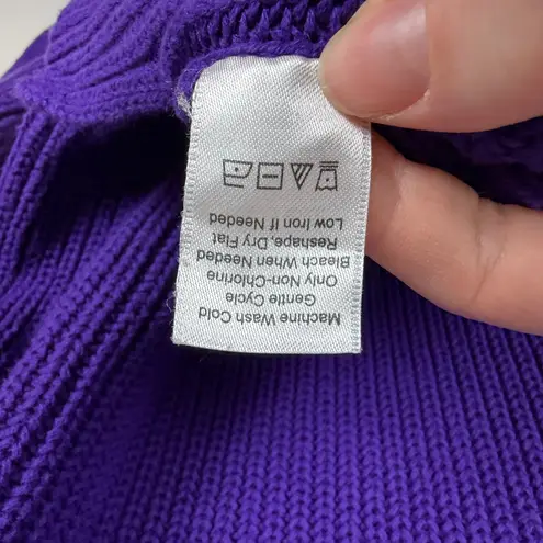 Coldwater Creek  Purple Cowl Neck Ribbed Knit Sweater Medium Comfy Cozy Stretch