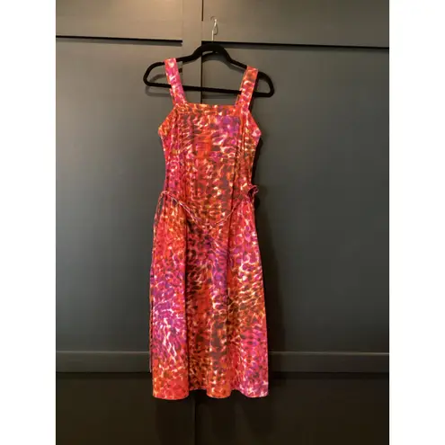 Natori  Ombre Animale print cotton poplin sundress fuschsia midi Dress Small thumbnail 2