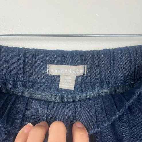 Woman Within Women Within Women's Cotton Elastic Waist Pants Blue Sz 20WP