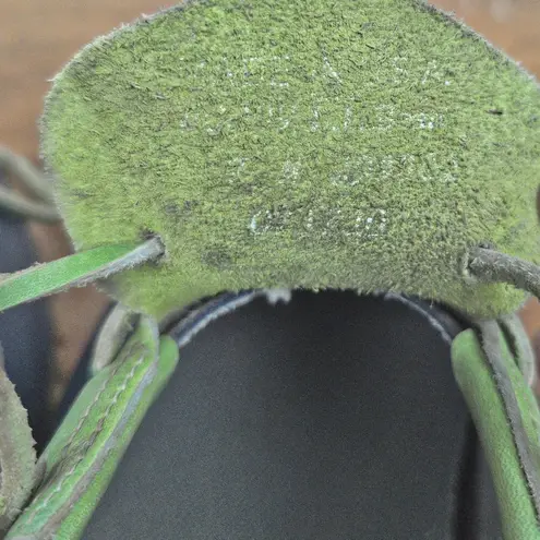 LL Bean Women's Bean Boots, Rubber Mocs with Leather Green Uppers 7M Blue Size 7