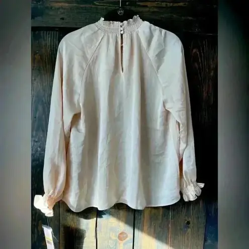 NWT Nanette Lepore Long Sleeve Blouse‎ Office, Going out, High Neck A27 White Size M