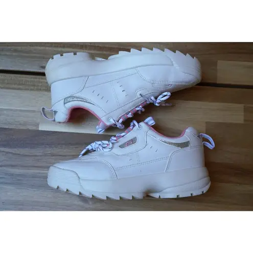 Women Cute Platform Pink White Feminine Sneaker Size US 8