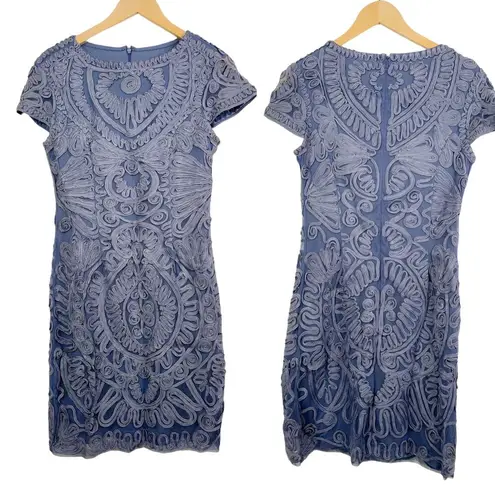 JS Collections SOUTACHE Ribbon Lace Mesh Stretch Sheath Dress Size 10