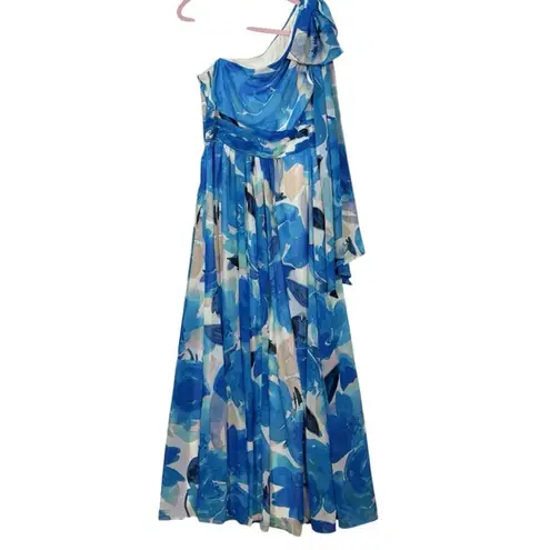 Eliza J NWT Women's Floral-Print Bow-Tie One-Shoulder Gown
