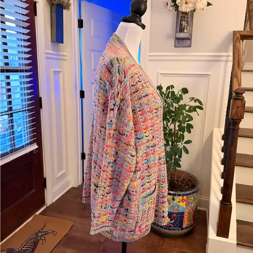 Simply Couture  NWOT Oversized Multicolor Knit Button Up Cardigan with Pockets - Image 3