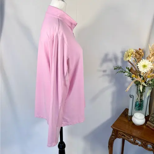 IBKUL Textured Solid UPF50+ 1/4 Zip Long Mesh Sleeve Sun Shirt in Soft Pink~XL💛 Pink