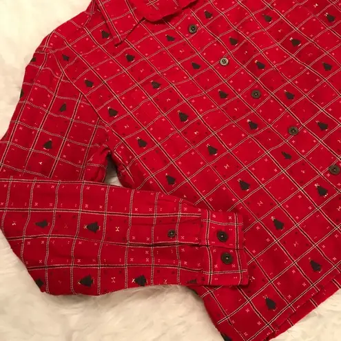 Dress Barn  Christmas tree button down top/jacket size M Holiday Party