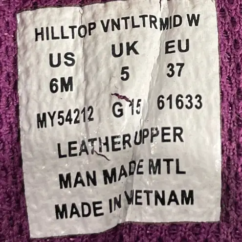 Merrell Hilltop Ventilator Mid Waterproof Hiking Shoes Womens Size 6 Pink Brown