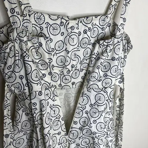 Ixia White & Black Bicycle Print Pinup Fit &Flare Mini Dress Size Large