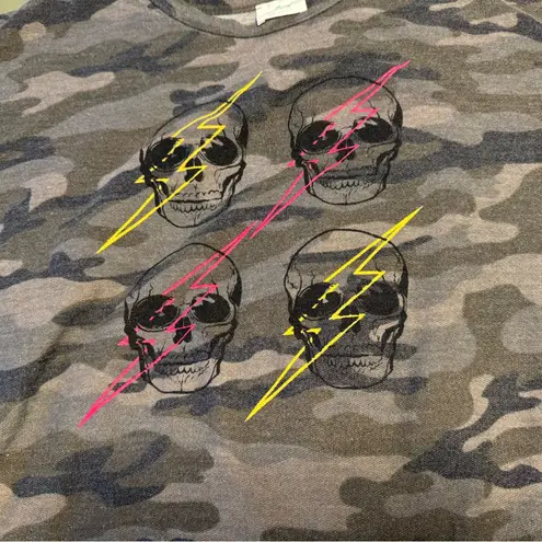 Blue Buttercup Lightning Skull Camo Long Sleeve Shirt