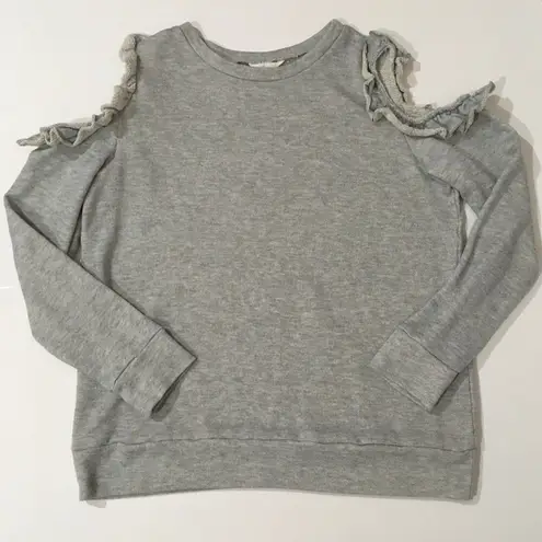 Caslon Ruffle Trim Cold Shoulder Sweatshirt - Gray - Small