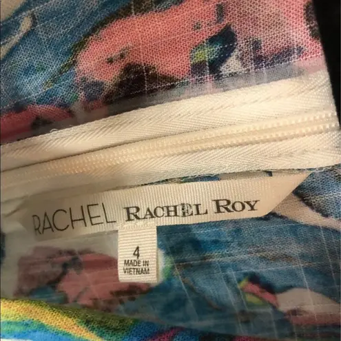 Rachel Roy Womens Floral Blue open back Romper Jumpsuit size 4