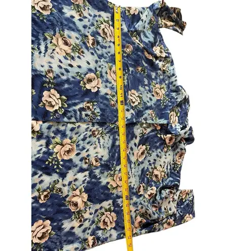 Laura Scott VTG 90s Long Sleeve Semi Blue Sheer Floral Button Up 26W Top