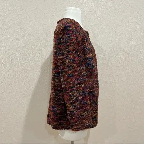 Notations Multicolor Boucle Tweed Faux Leather Trim Blazer Jacket Size Large