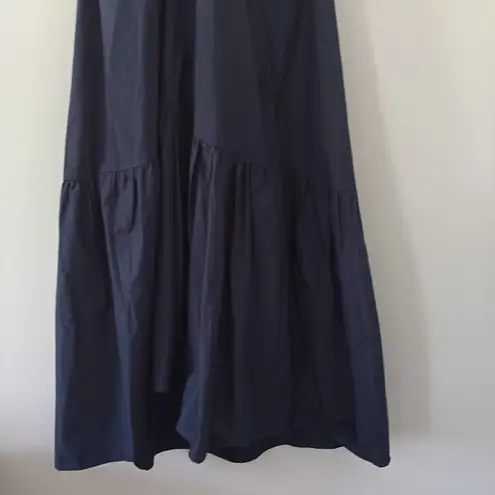 ALC Frank A.L.C. Alexandria Cotton Midi Dress Cap Sleeves Cutout Navy Size 8