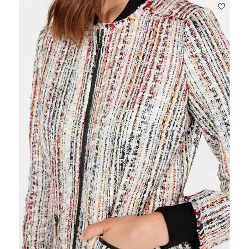 Elie Tahari NWOT Brooke Tweed Zip-Front Bomber Jacket SZ L