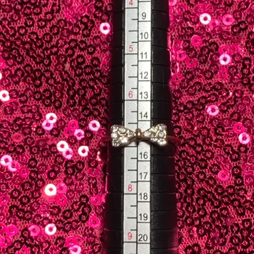 Boutique Gold Ring Womens Size 7 Rhinestone Crystal Encrusted Hair Bow Bling Jewelry Y2K