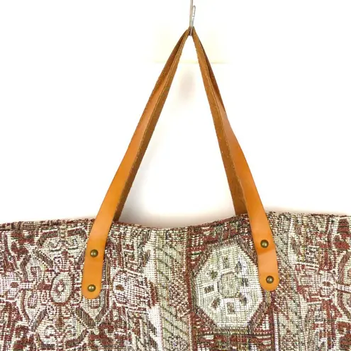 Tapestry Carpet Tote Bag Satchel Purse Faux Leather Large Tall Boho Ethnic