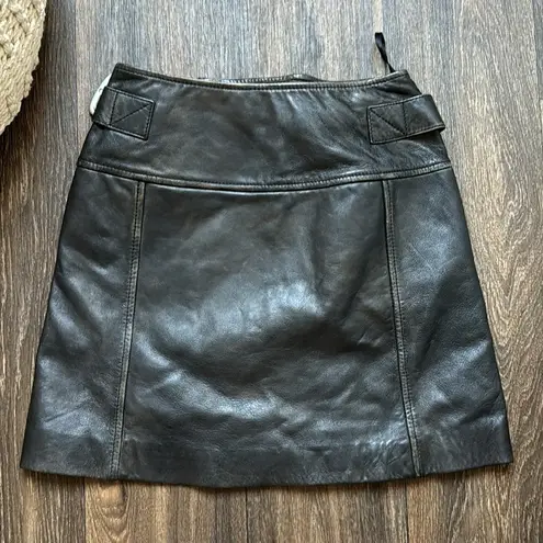 Esprit Asymmetric Zip Leather Mini Skirt