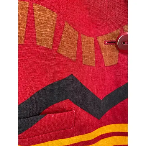 Petite Sophisticate Vintage Linen Blazer Size 4 Lined Pockets Abstract Girl Boss