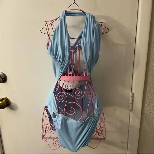 Icon Swimwear Whisked Away one Shoulder Swimsuit Sky Blue Size XL