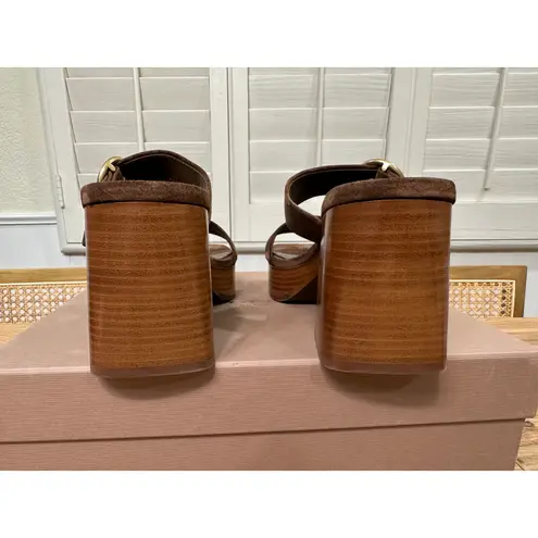 Gianvito Rossi Suede Buckle Dual-Band Platform Slide Sandals 7.5 US 37.5 EU NIB